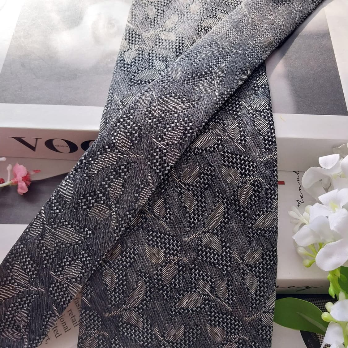 랑방 실크 자카드 나뭇잎 패턴 넥타이 9.5cm A+등급 K1722
 상품이미지5