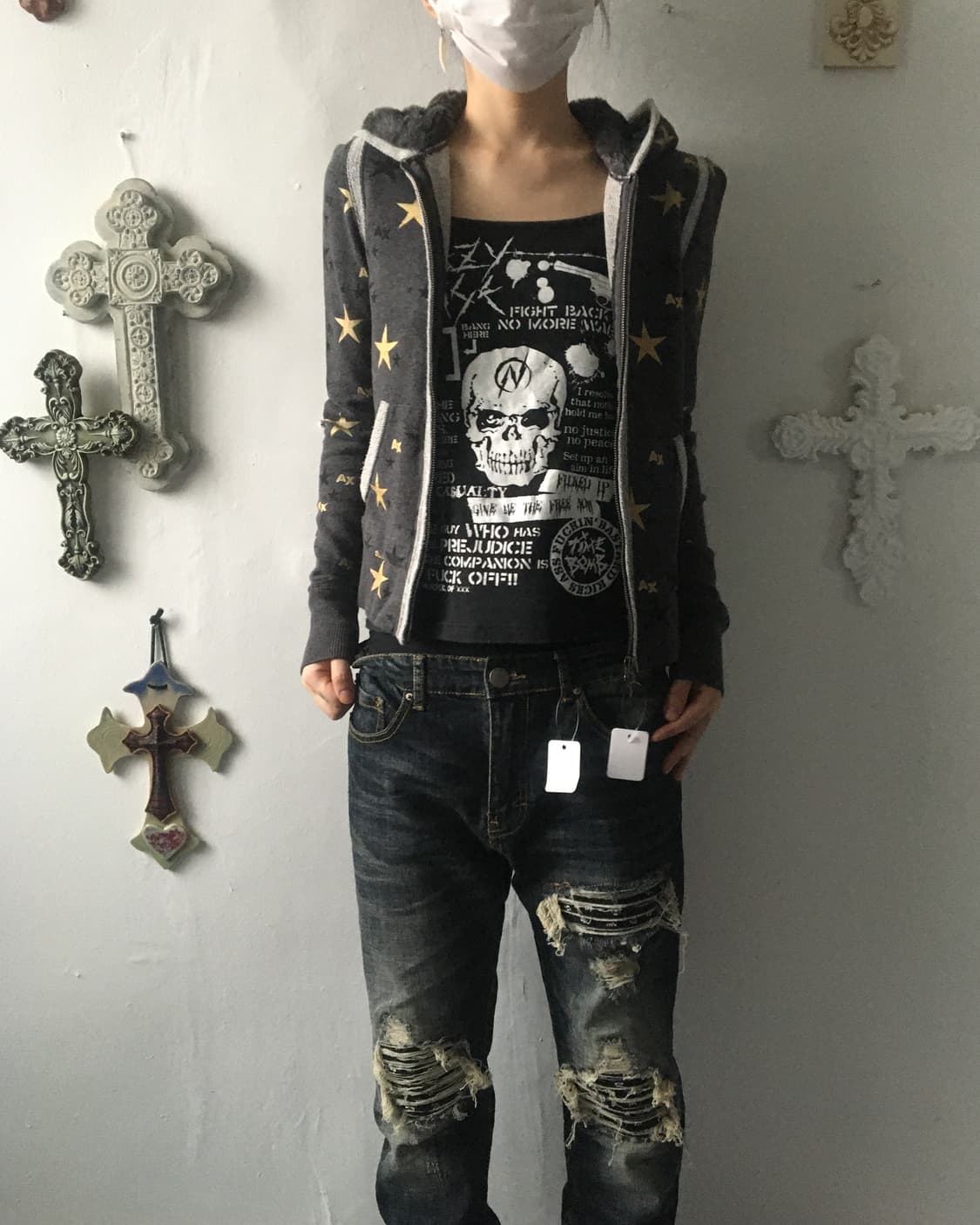 Armani exchange star pattern hood zip up 상품이미지6