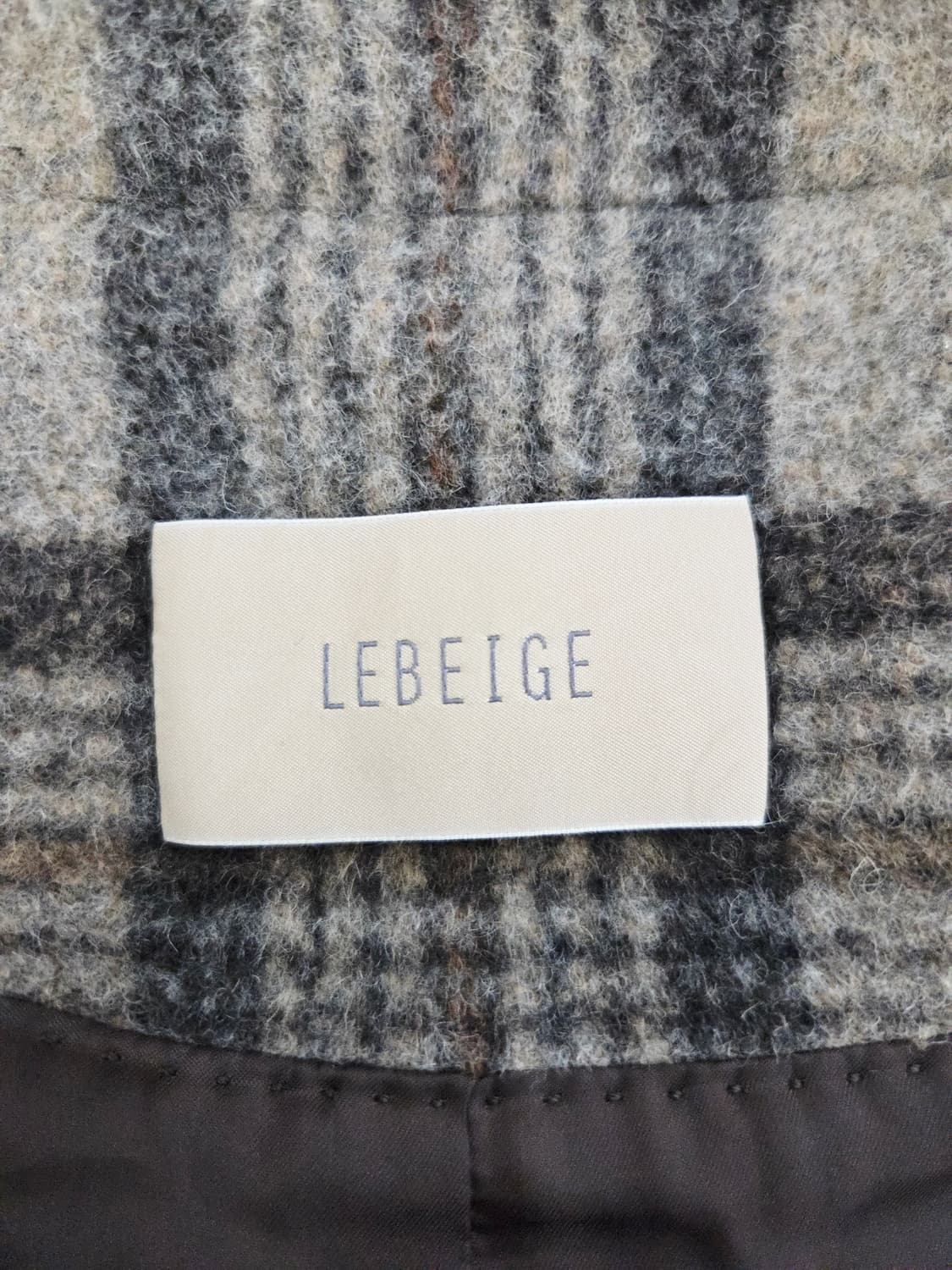 LEBEIGE 르베이지 울 블렌드 체크 롱 코트 상품이미지6