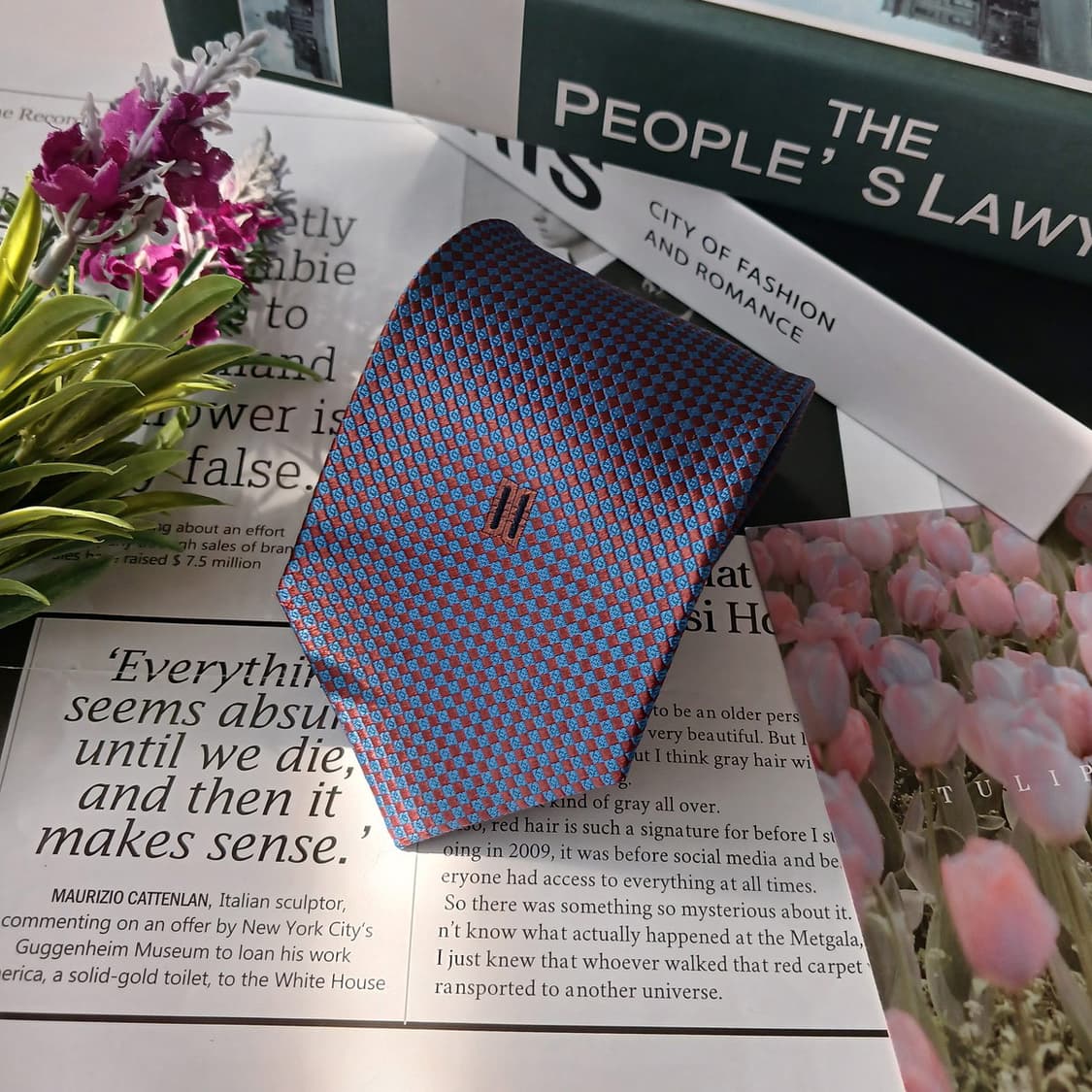 DAKS 닥스 실크 블루 체크 패턴 넥타이 8cm 새상품 E846 상품이미지2