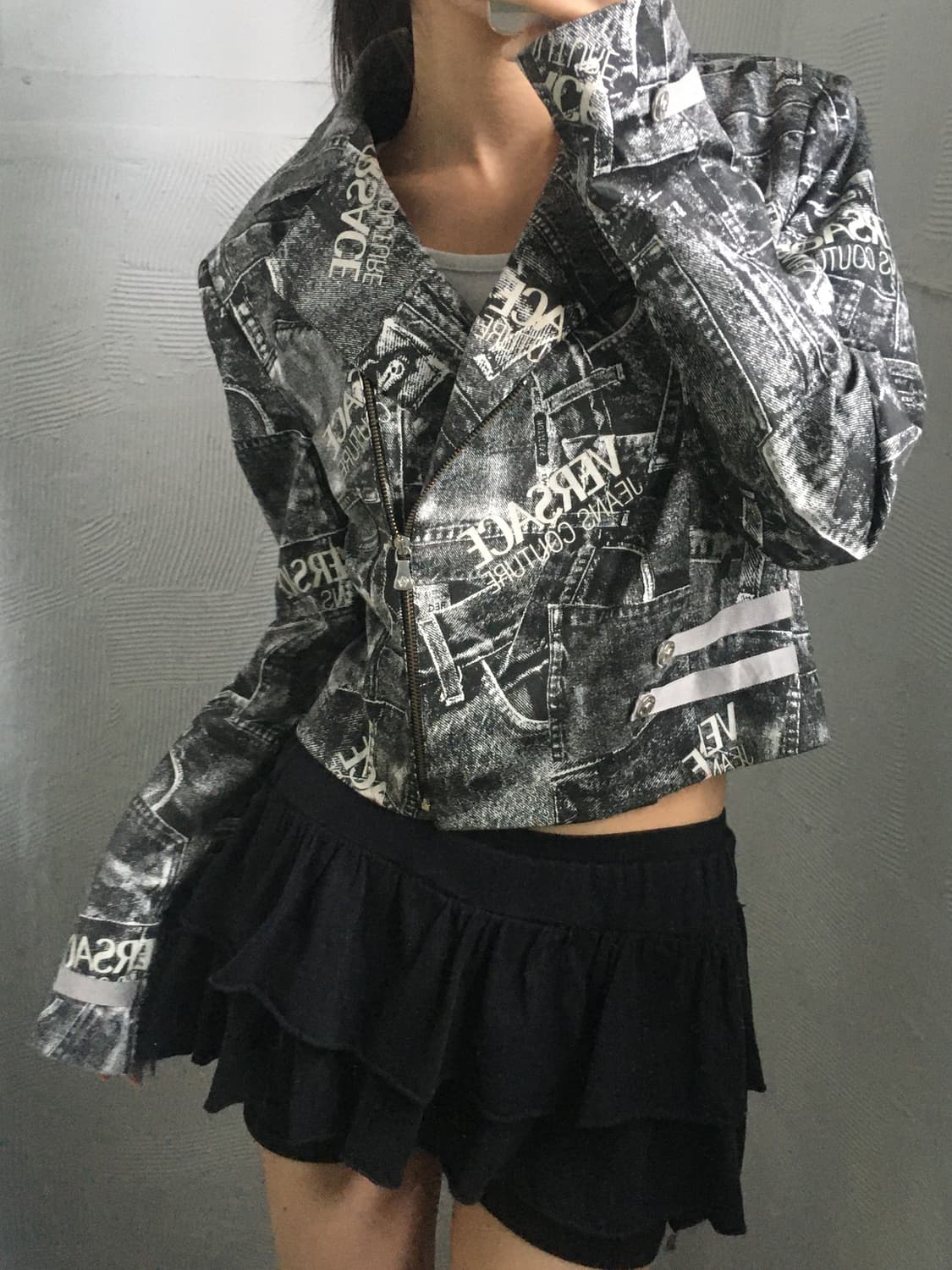 Versace 베르사체 진스 꾸뛰르 그레이 데님 프린트 자카드 자켓  상품이미지3