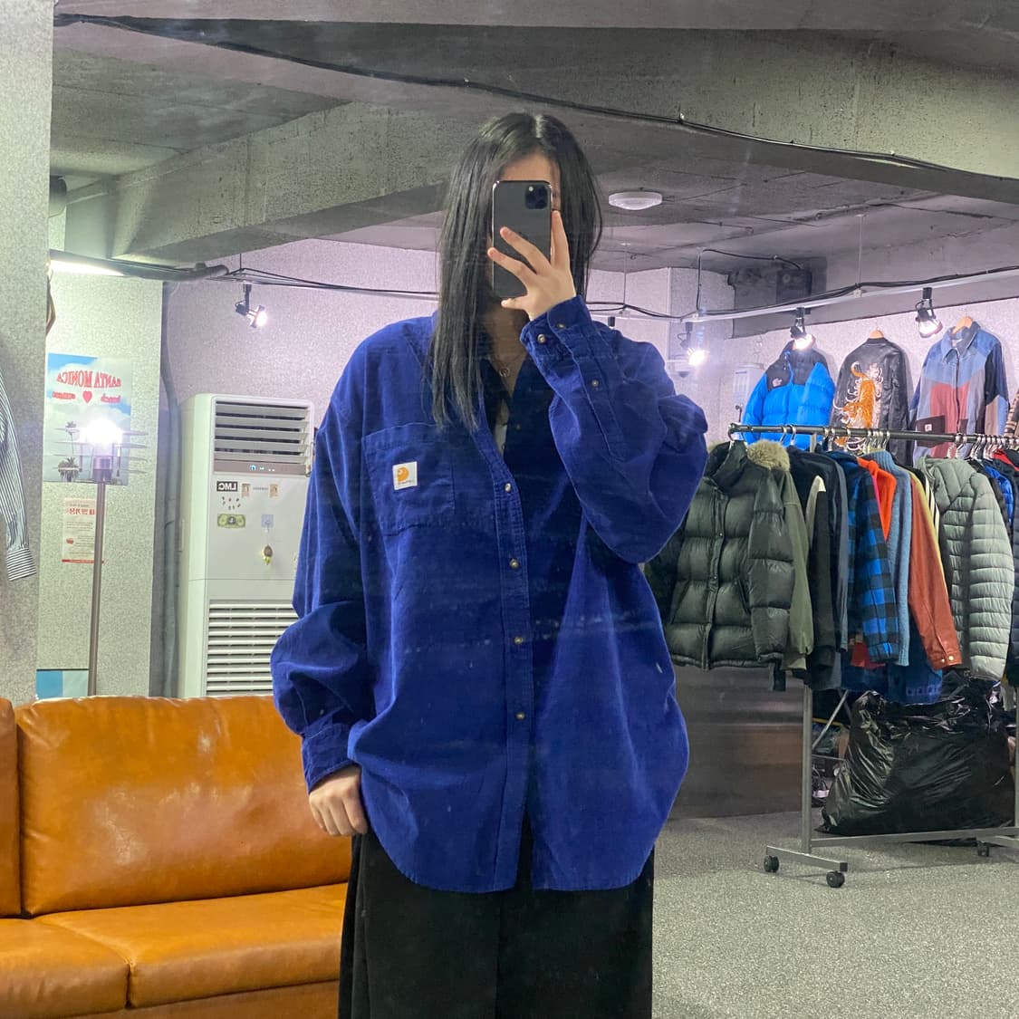 칼하트 포켓로고 코듀로이 네이비 코튼 셔츠 B3464 상품이미지1