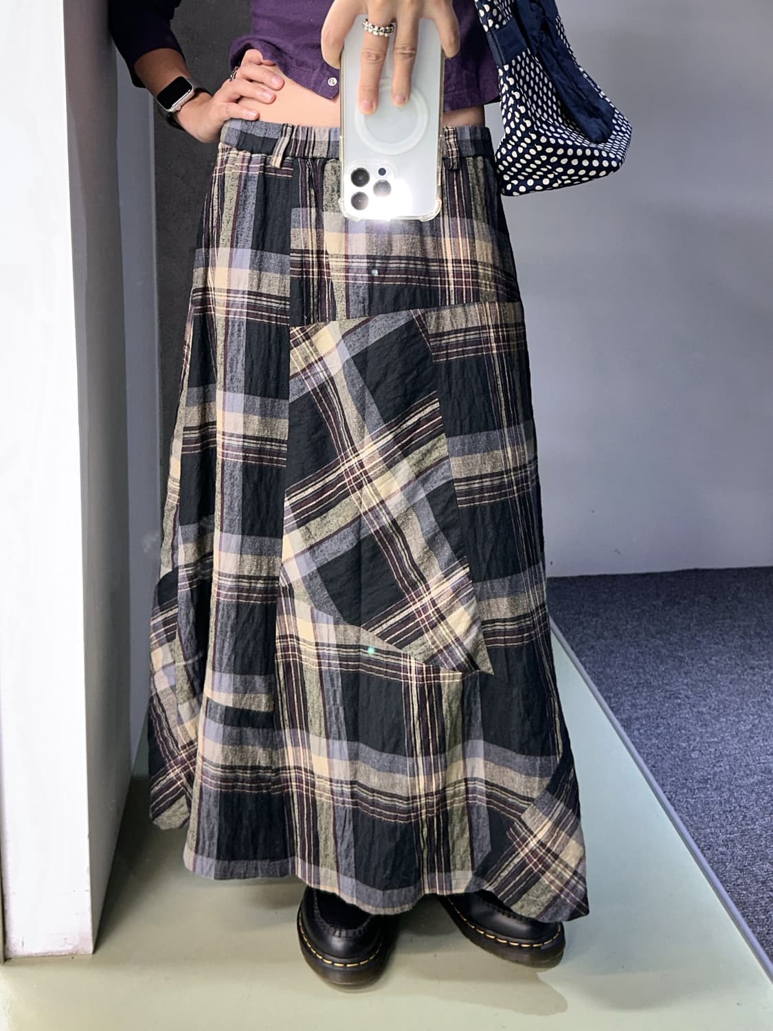 check flare long skirt 상품이미지1