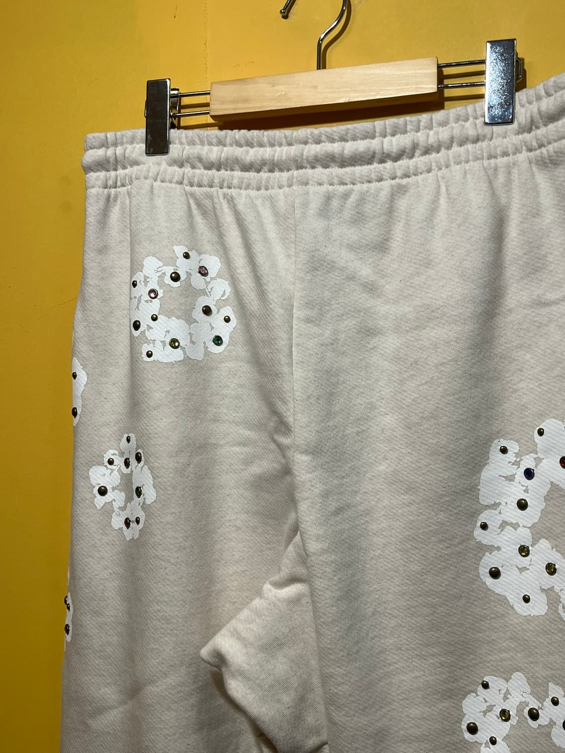 [M] 데님 티어스 라인스톤 잼스톤 코튼 리쓰 스웨트팬츠 오트밀 상품이미지6