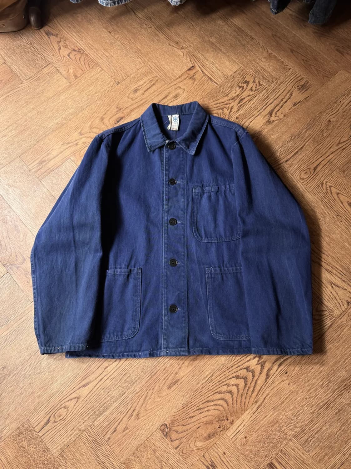 [S]90's 빈티지 네이비 트윌코튼 프렌치 워크 자켓 상품이미지1