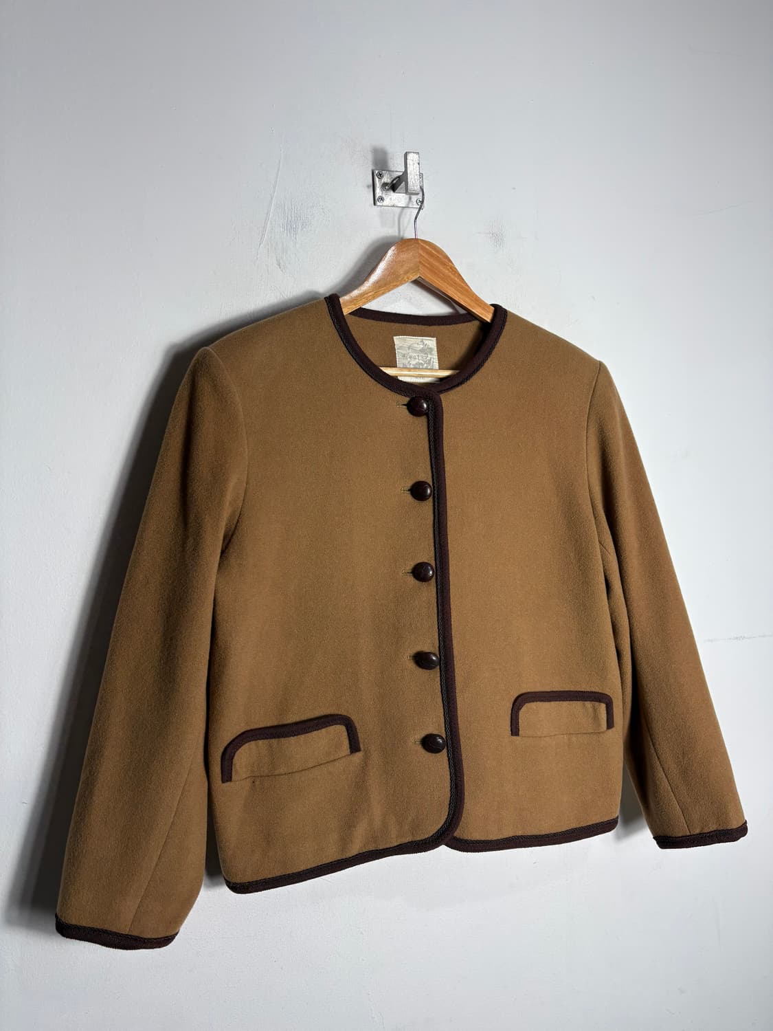 여성 노카라 울 카멜 자켓 상품이미지2