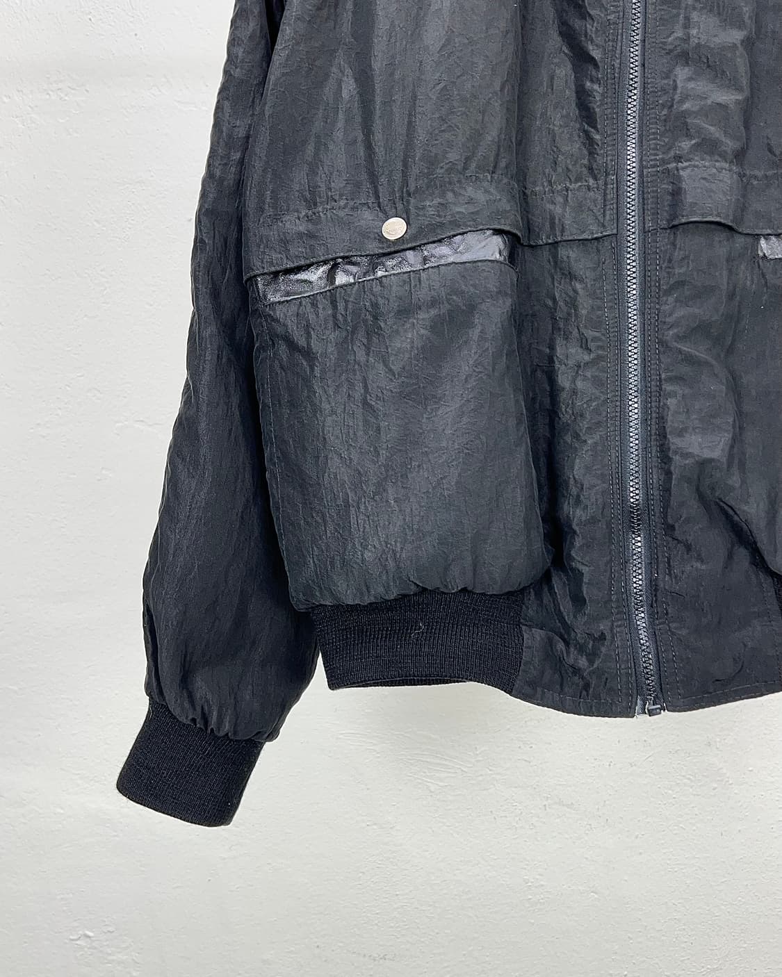 90s 할리데이비슨 블랙 나일론 레더 패치 포켓 블루종 자켓 상품이미지4