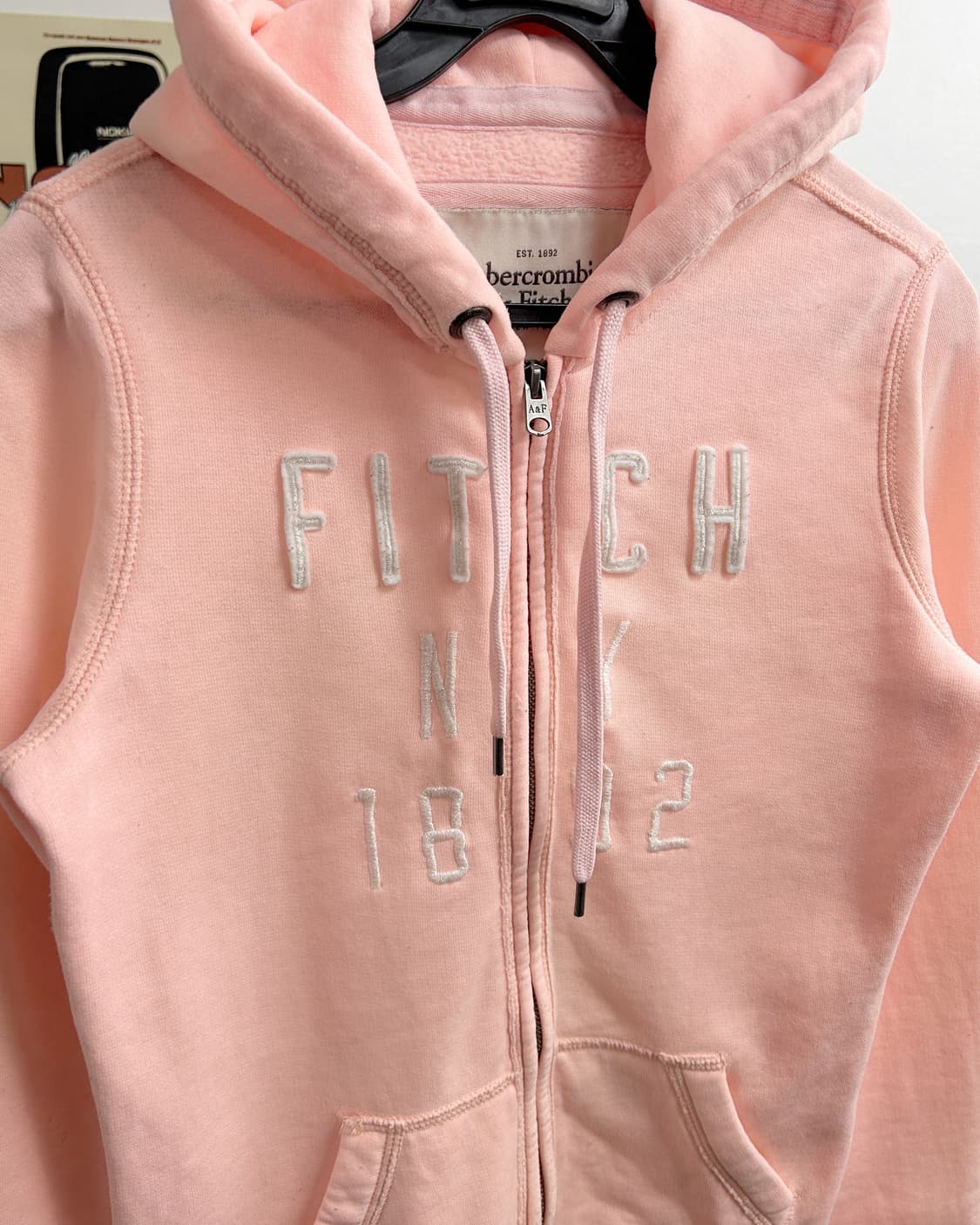 아베크롬비 아치로고 핑크 후드집업 상품이미지2