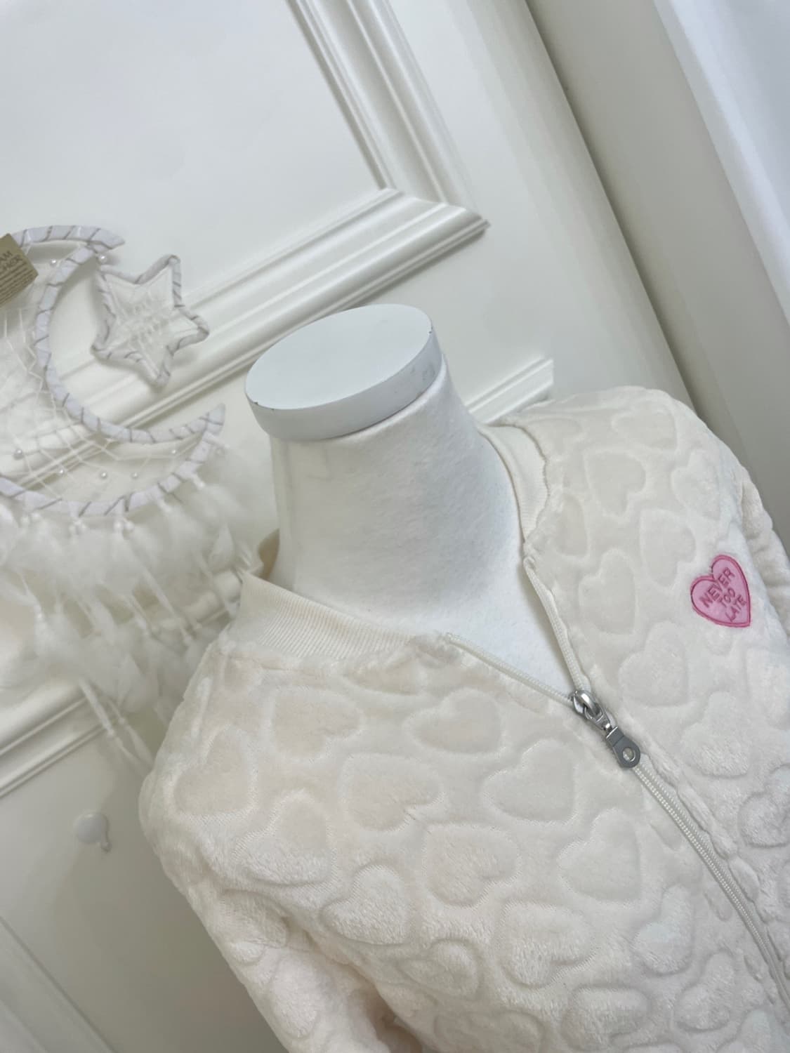 ivory heart pattern fur zip-up 상품이미지7