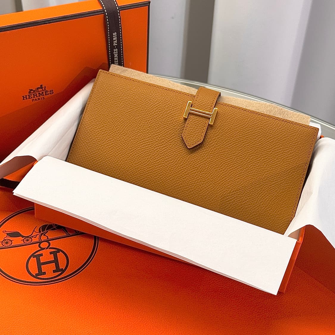 [새상품급/풀구성] 에르메스 베안 장지갑 앱송 & 골드 상품이미지1