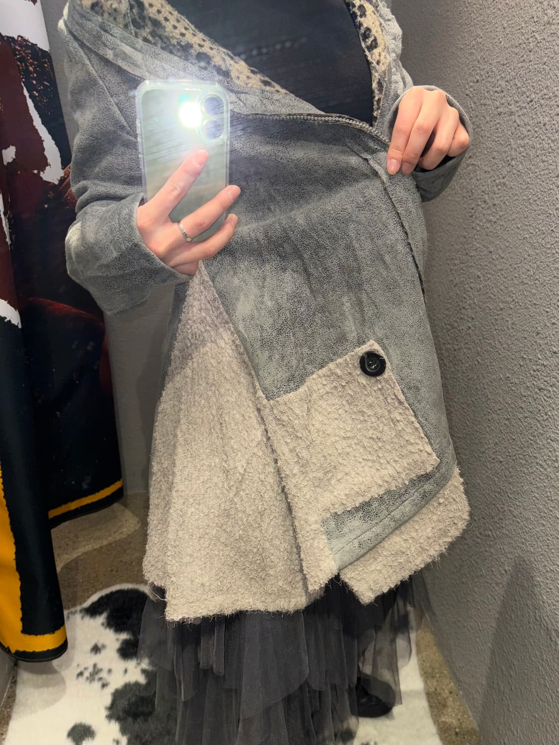 빈티지 레오파드 스웨이드 코트 상품이미지5