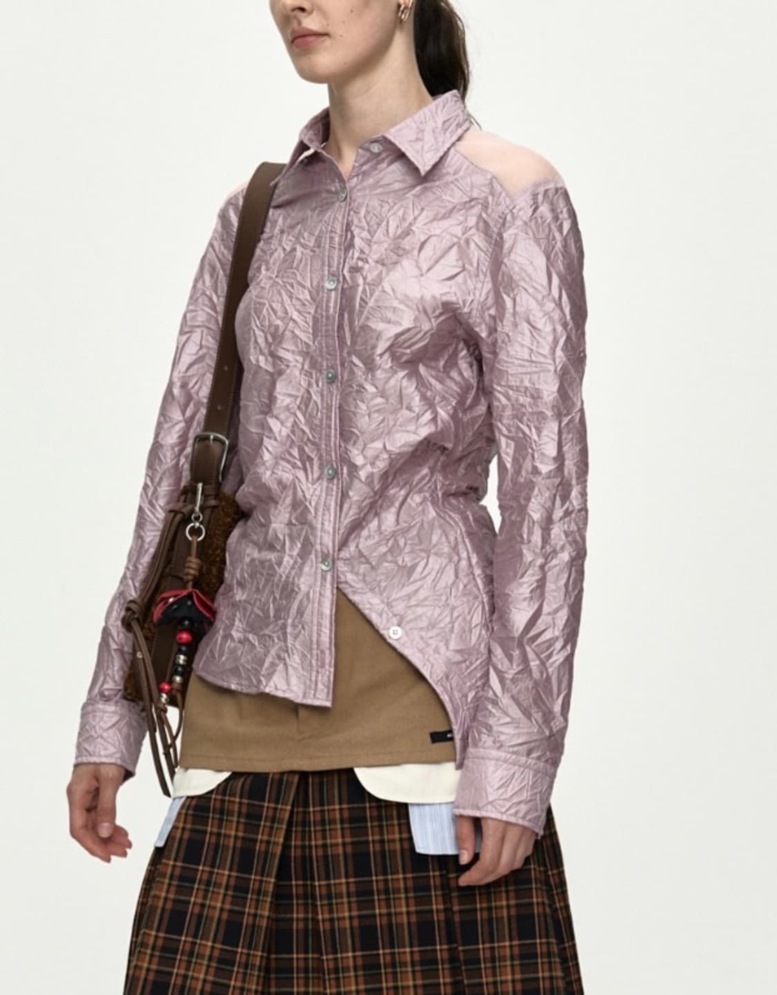 CRINKLED TWIST-TUCK SHIRT atb1495w(PINK) 상품이미지2