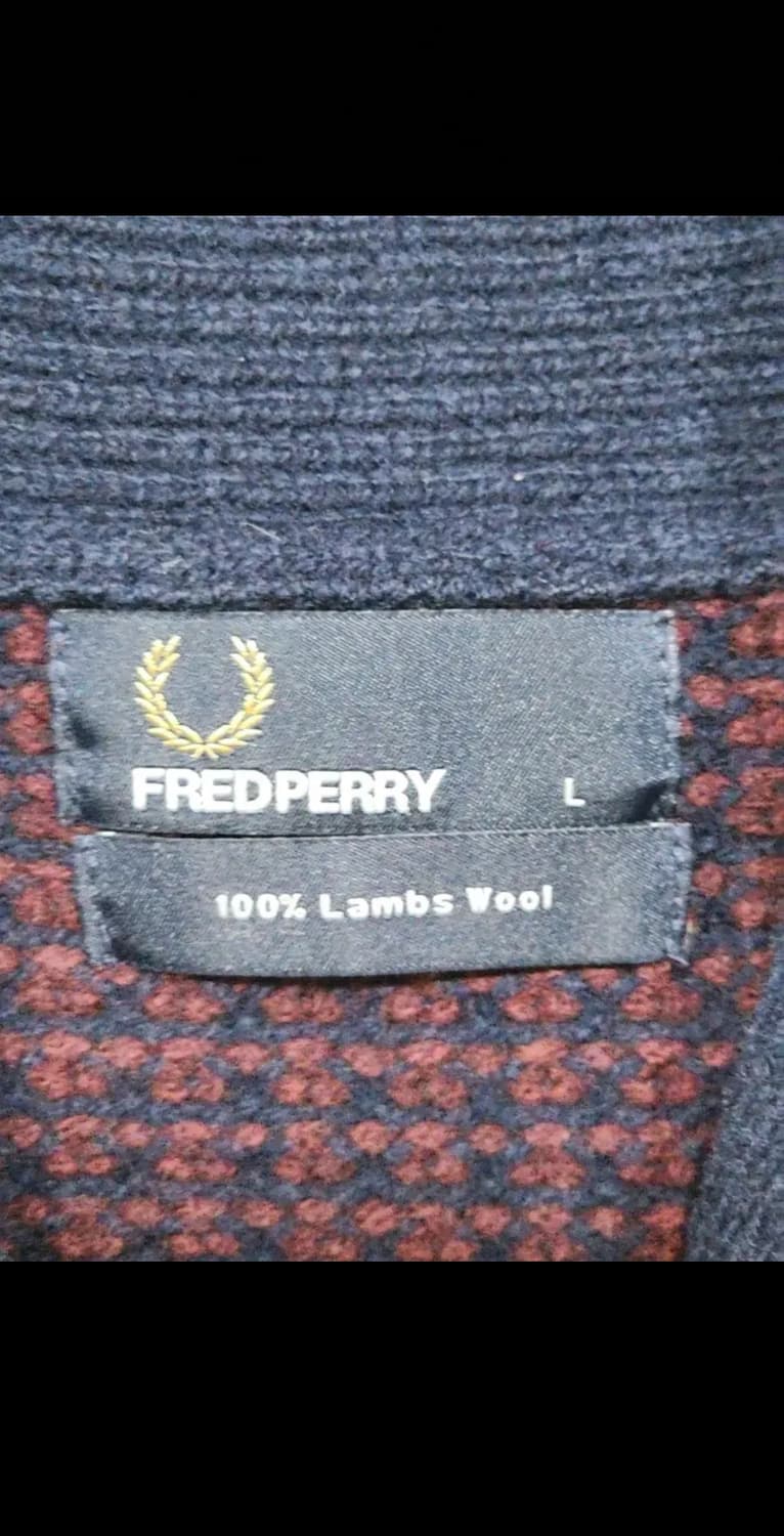 (L) 프레드페리 가디건 숄카라 와플패턴 램스울 매장판  상품이미지3