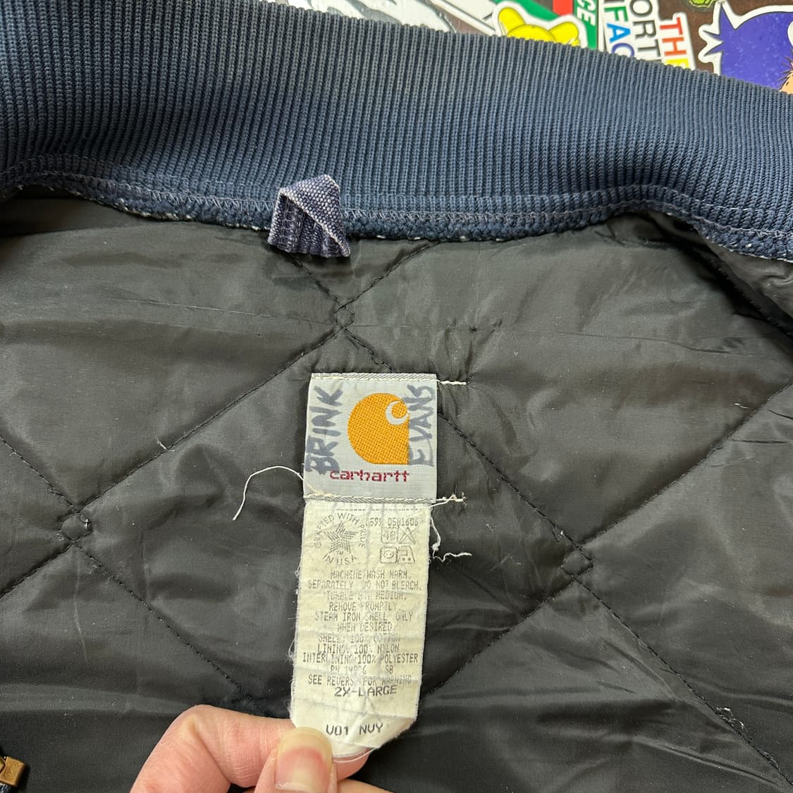 90s USA 칼하트 V01-NVY 워크 베스트 XXL 상품이미지10