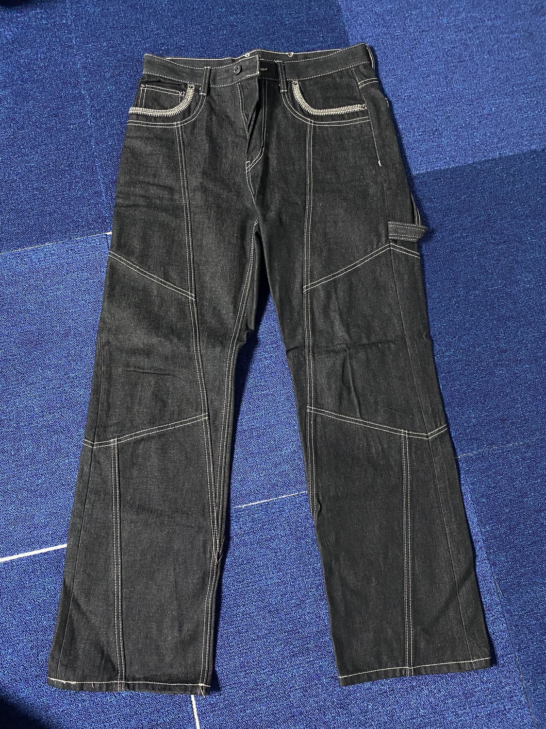 메종미네드 OBLIQUE SEMI WIDE DENIM PANTS BLAC 상품이미지3