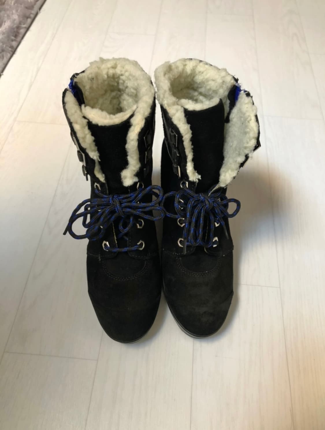 나인웨스트ㅡ천연가죽 웨지힐 부츠 230/양털/새수준 상품이미지2