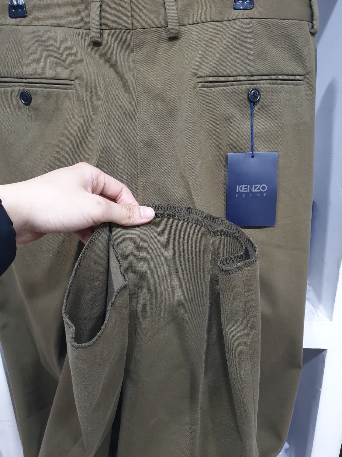 겐조 울/코튼 치노 팬츠 카키 32 상품이미지6