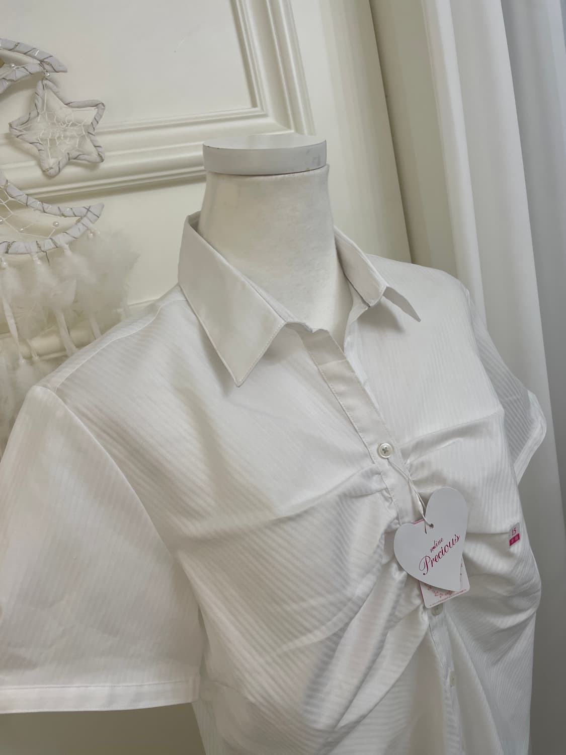 white shirring basic half shirt 상품이미지7