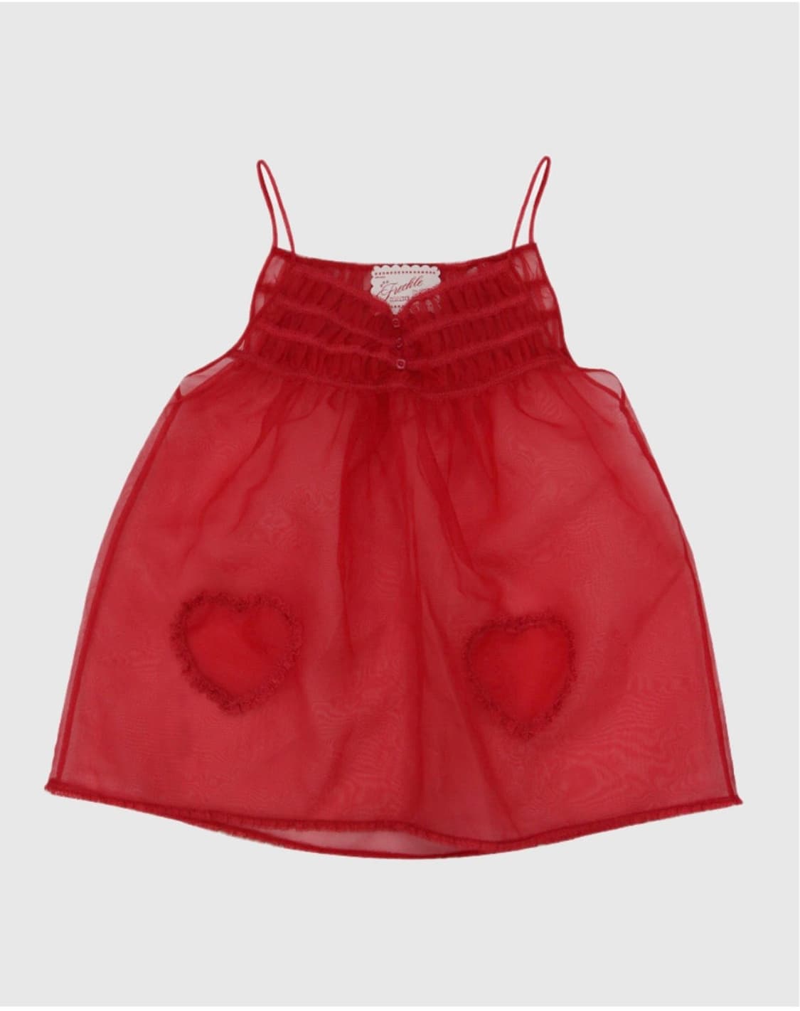 프레클 하트 포켓 드레스 오간자 원피스 레드 상품이미지3