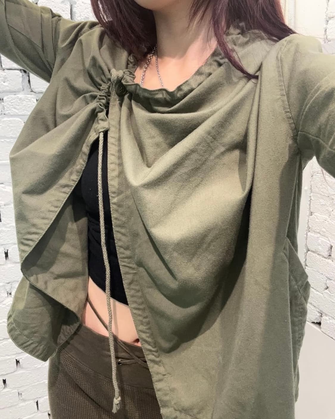 Khaki Draped Utility Y2k Jacket 상품이미지5