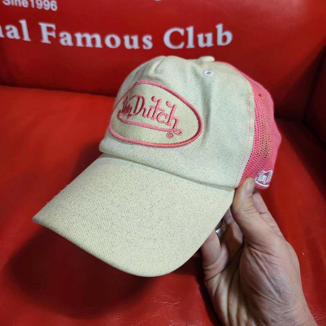 본터치(Vondutch) 베이지 펄 Y2k 핑크 메쉬캡 Free 상품이미지2