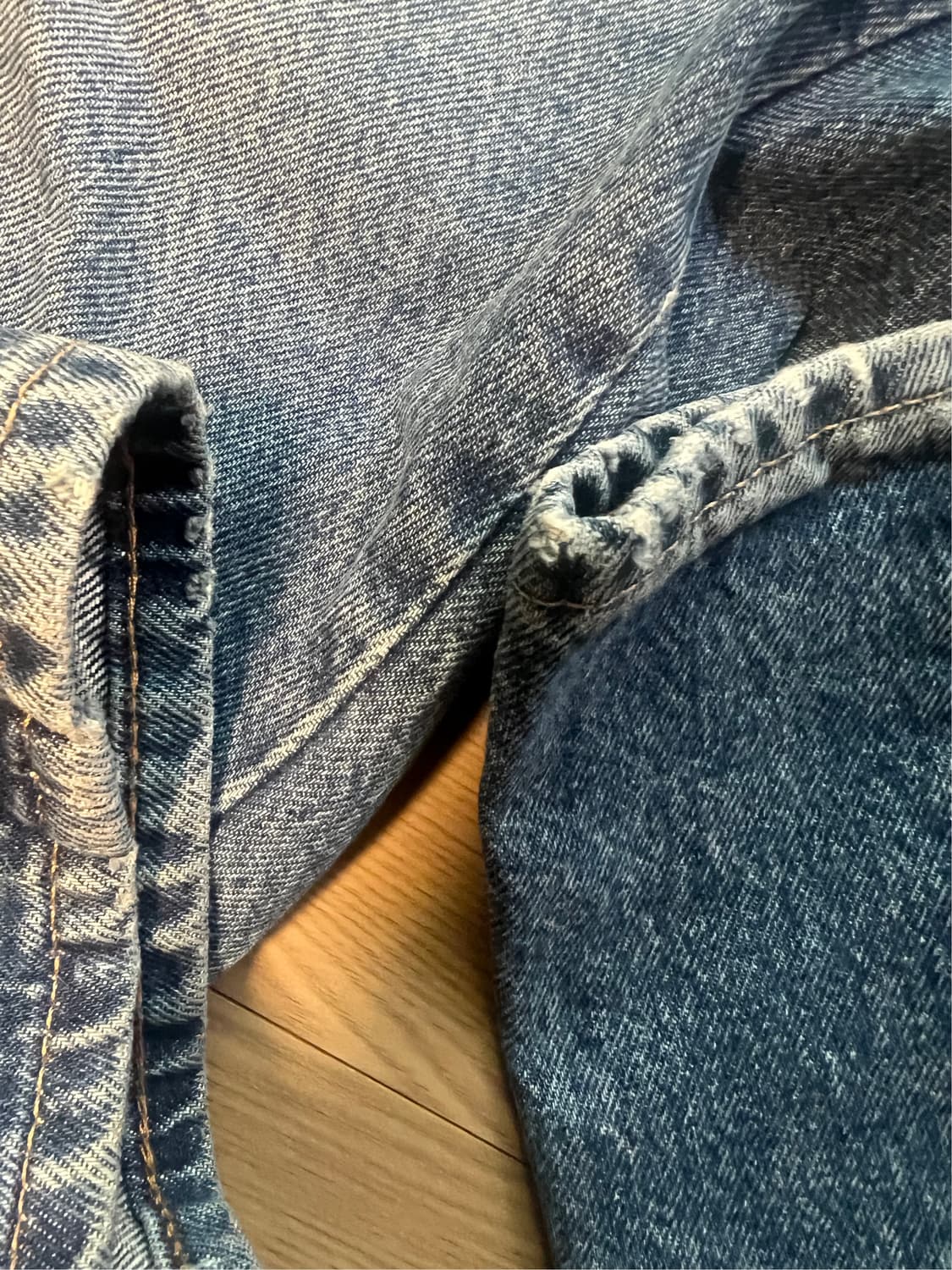 선플라워 와이드 트위스트 데님 32 32 미드블루 상품이미지2