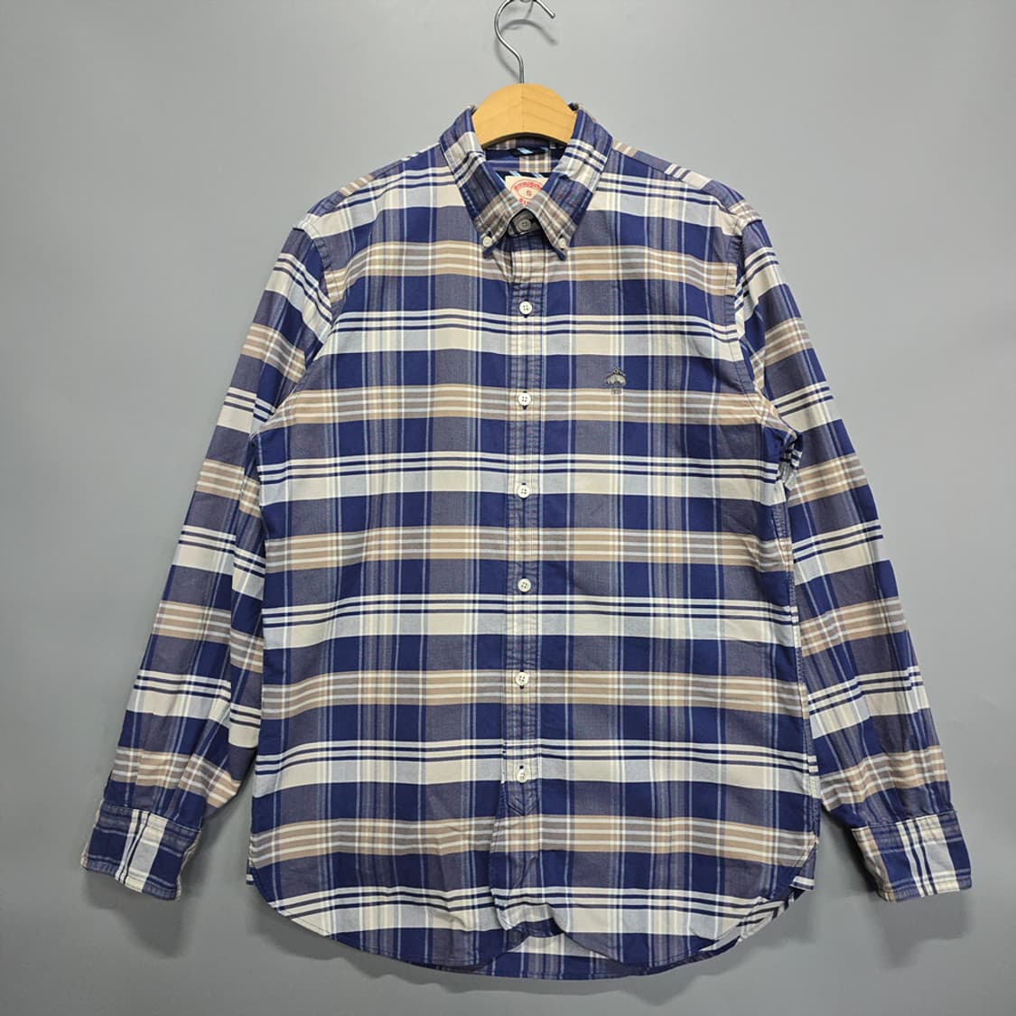 브룩스브라더스 체크 버튼다운 슈피마 코튼 셔츠 S 상품이미지1