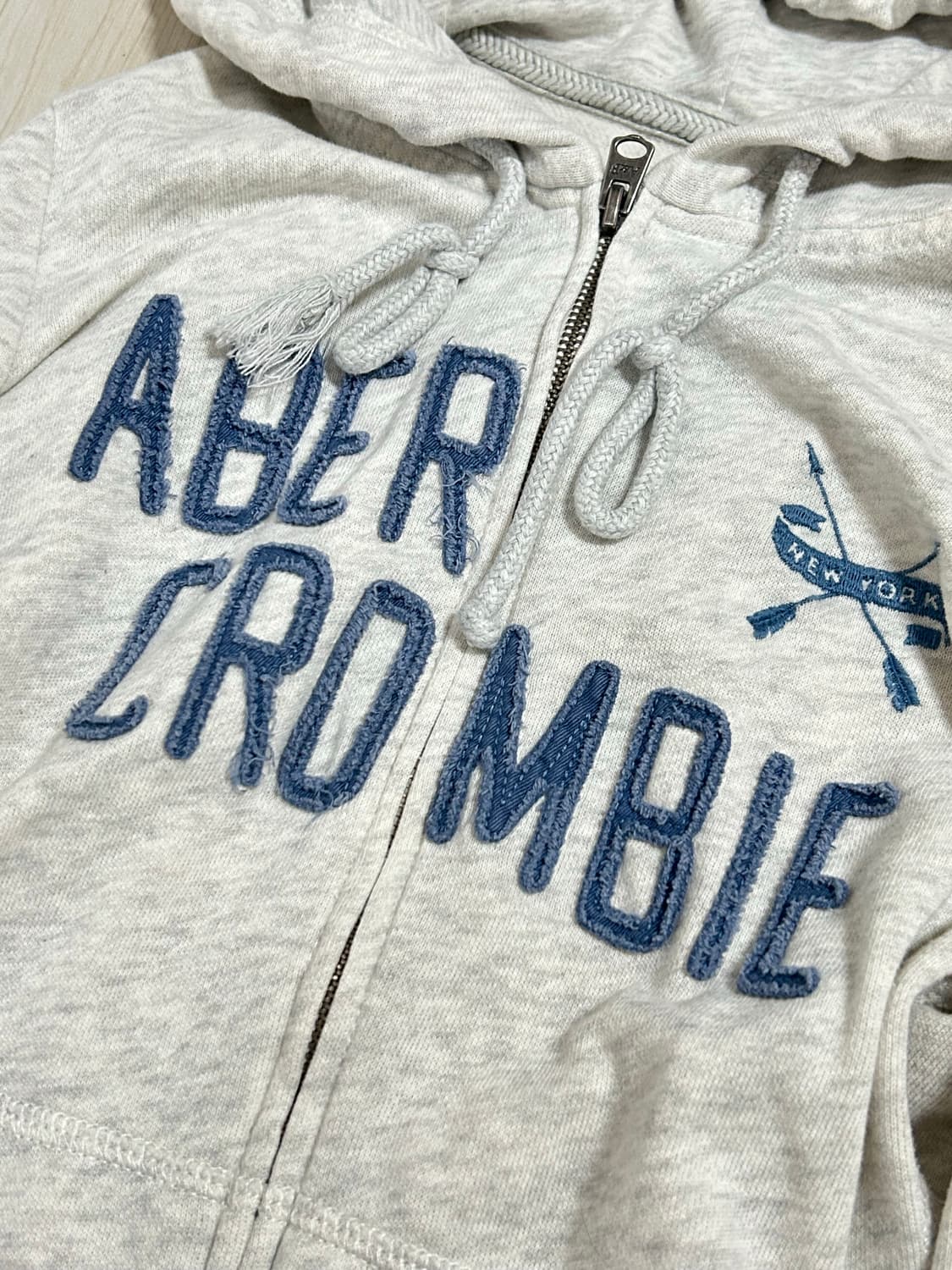 아베크롬비 멜란지블루 그레이 슬림핏 후드집업 상품이미지2