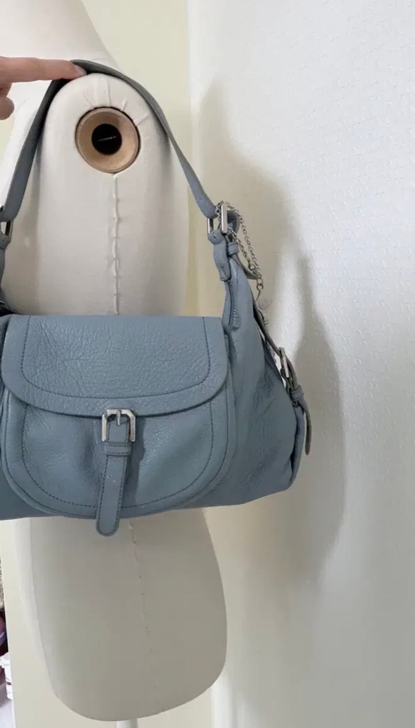 유럽 빈티지 Lessacs Adam 1980 가죽백 (블루그레이) 상품이미지1