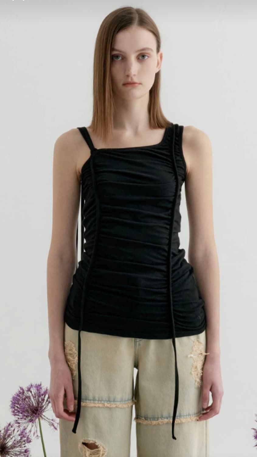 YUSE 셔링 언발란스 슬리브리스 상품이미지3