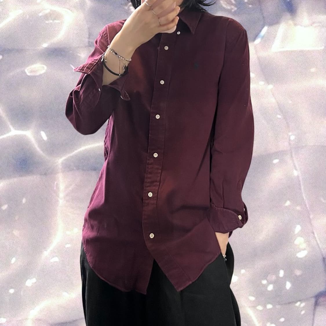 폴로 랄프로렌 솔리드 셔츠 버건디 S   상품이미지1