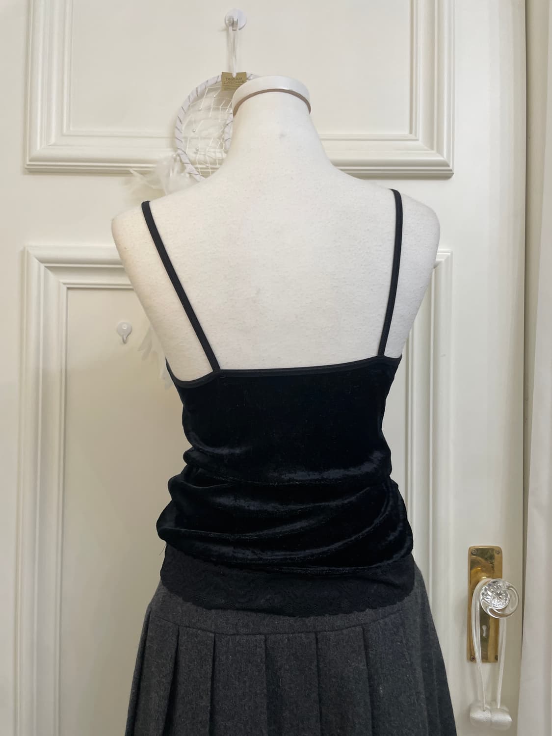 black sleeve crochet shirring knit top&l 상품이미지10