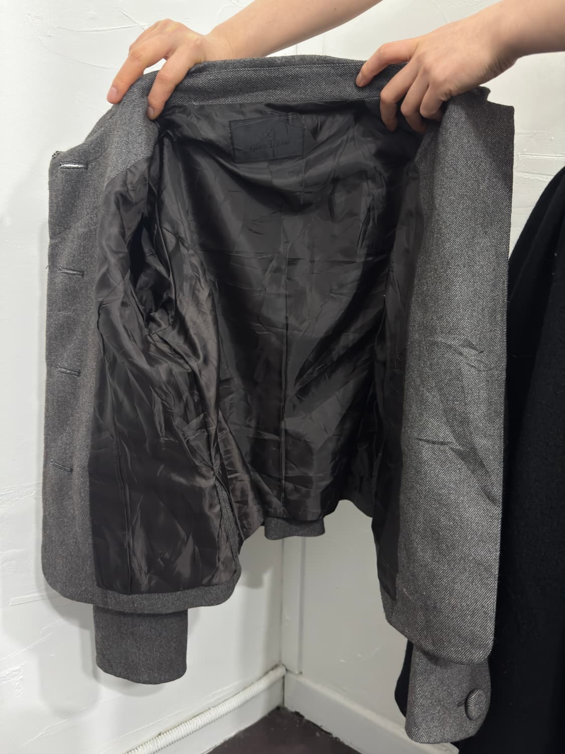 glass line gray button wool jacket 상품이미지6