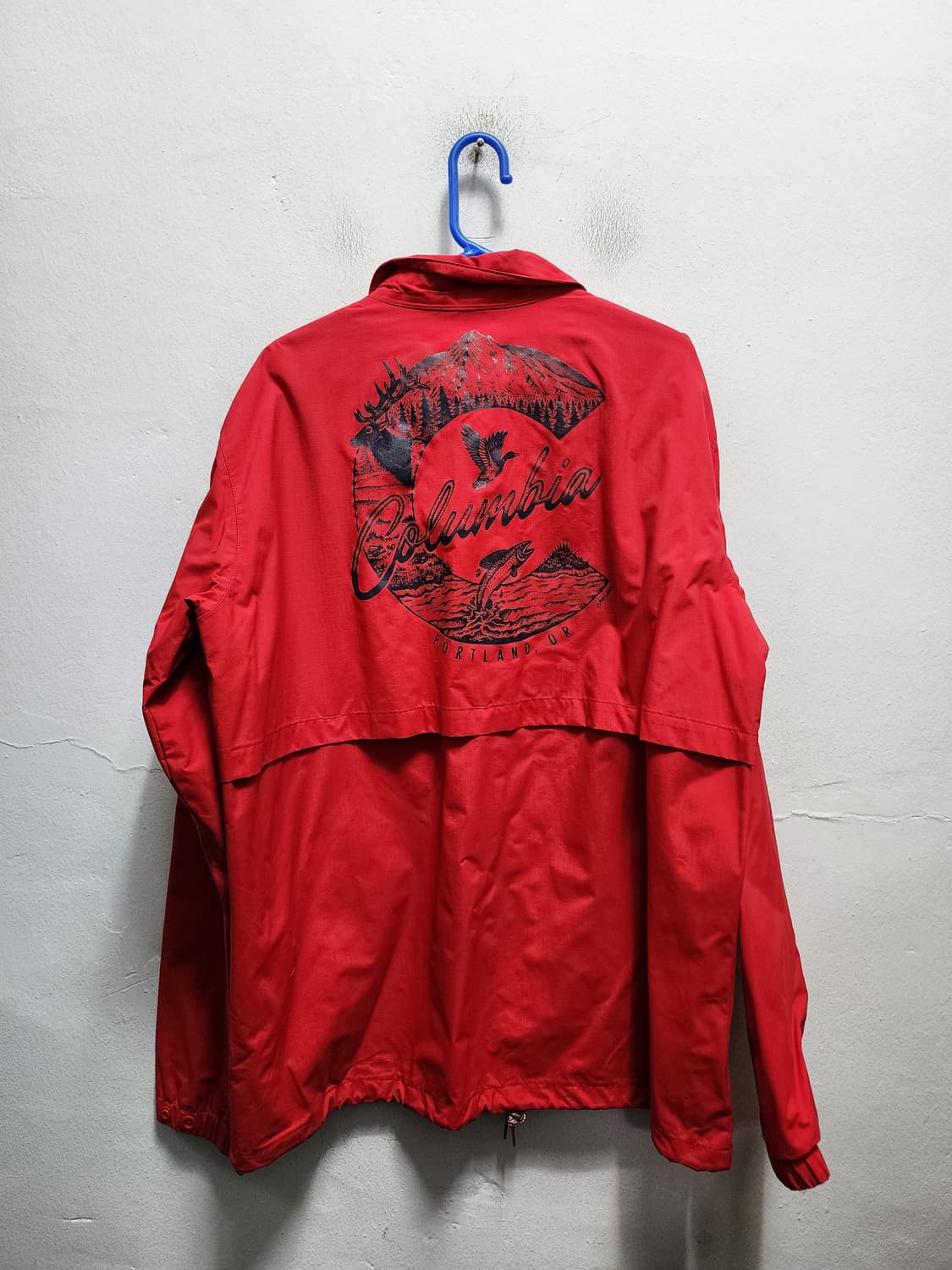 컬럼비아 백로고 레드 코치 자켓 상품이미지2