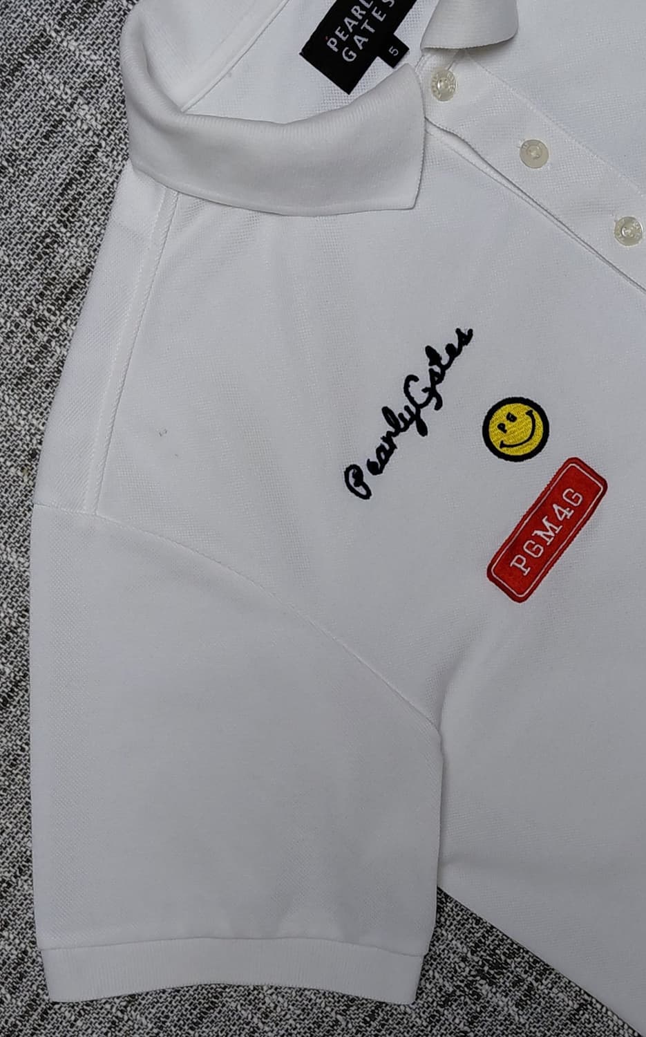 Pearly Gates 와펜 자수 반팔 카라티셔츠 화이트 (L) 상품이미지2