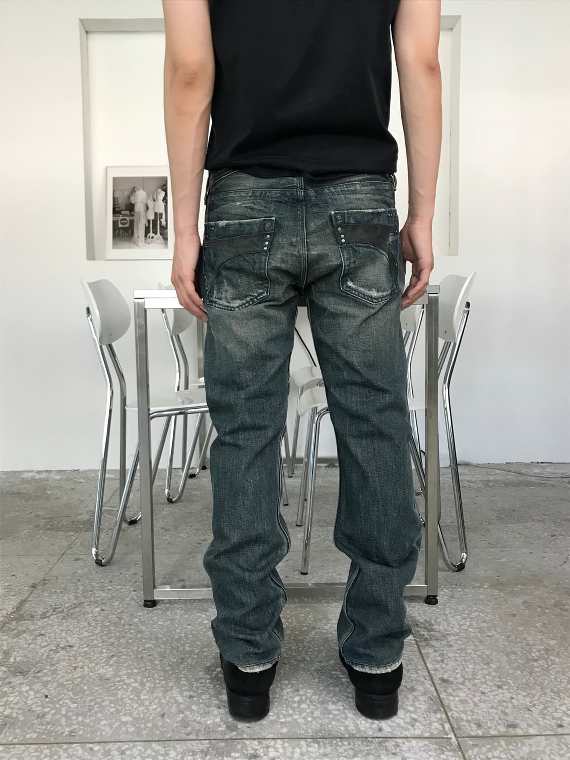 디젤 레더 패널 포켓 레귤러 워싱 진  상품이미지2