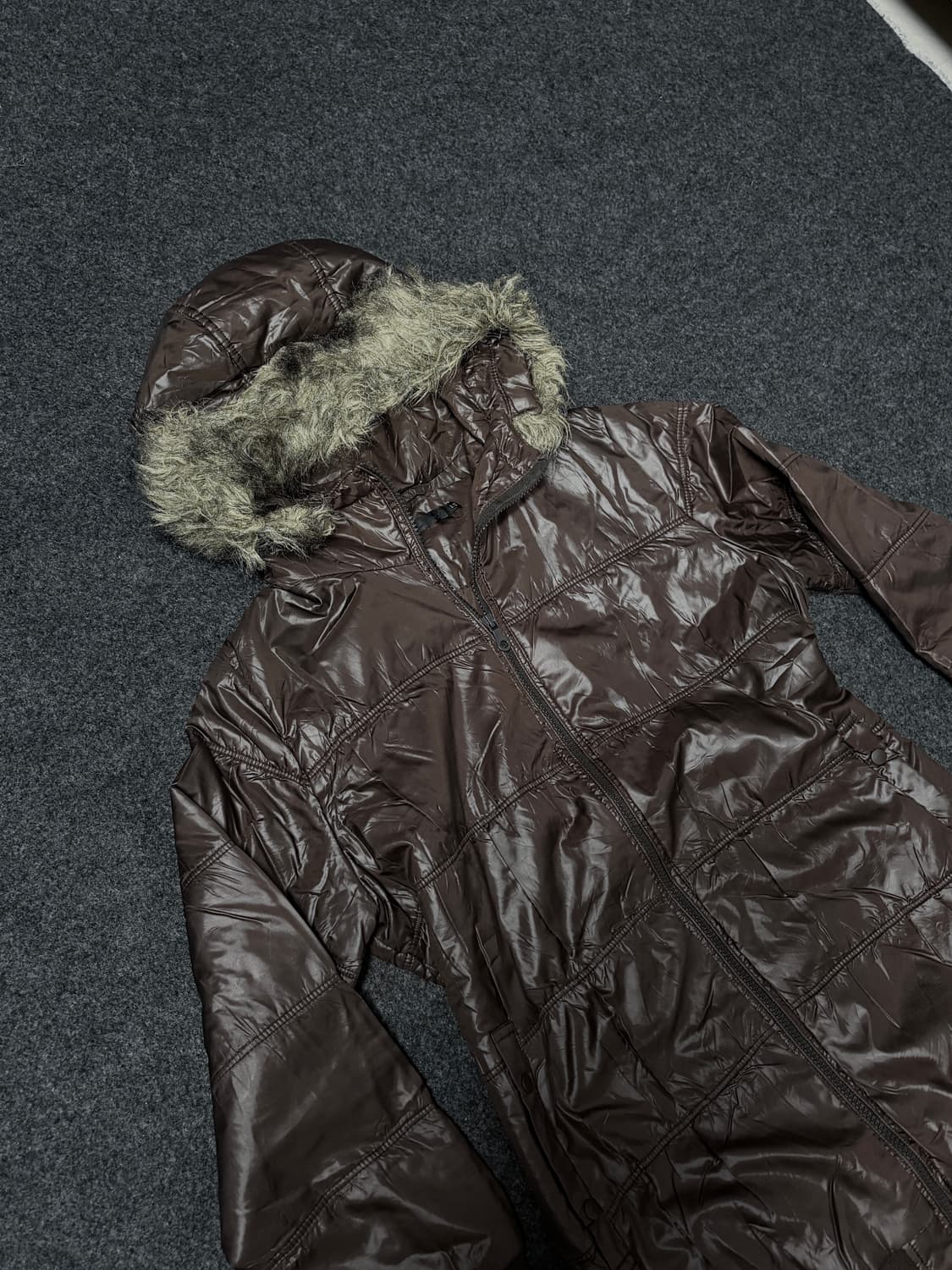 Vintage 00's grunge vkei Punk fur hood 상품이미지3