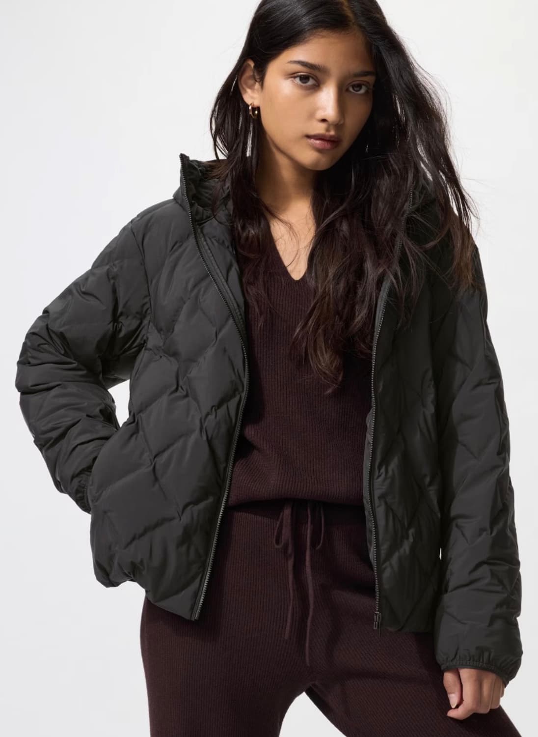 [S]유니클로 퍼프테크 후드 경량패딩 파카 블랙 상품이미지1