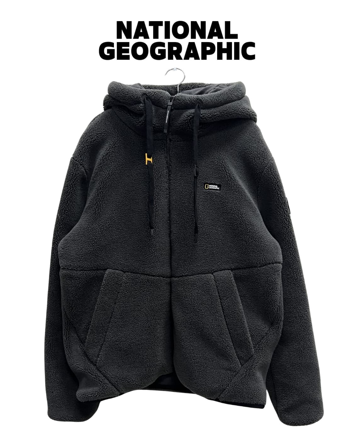 내셔널지오그래픽 플리스 양털 뽀글이 후드 집업 차콜 상품이미지1