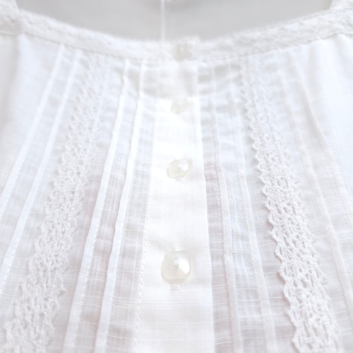 화이트 레이스 스트링 스퀘어넥 7부 블라우스 상품이미지6