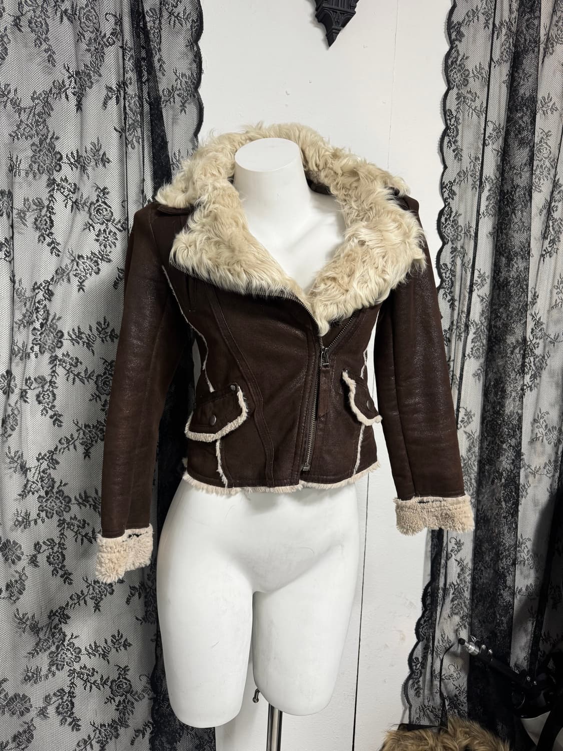 Brown wool shearling jacket 상품이미지1