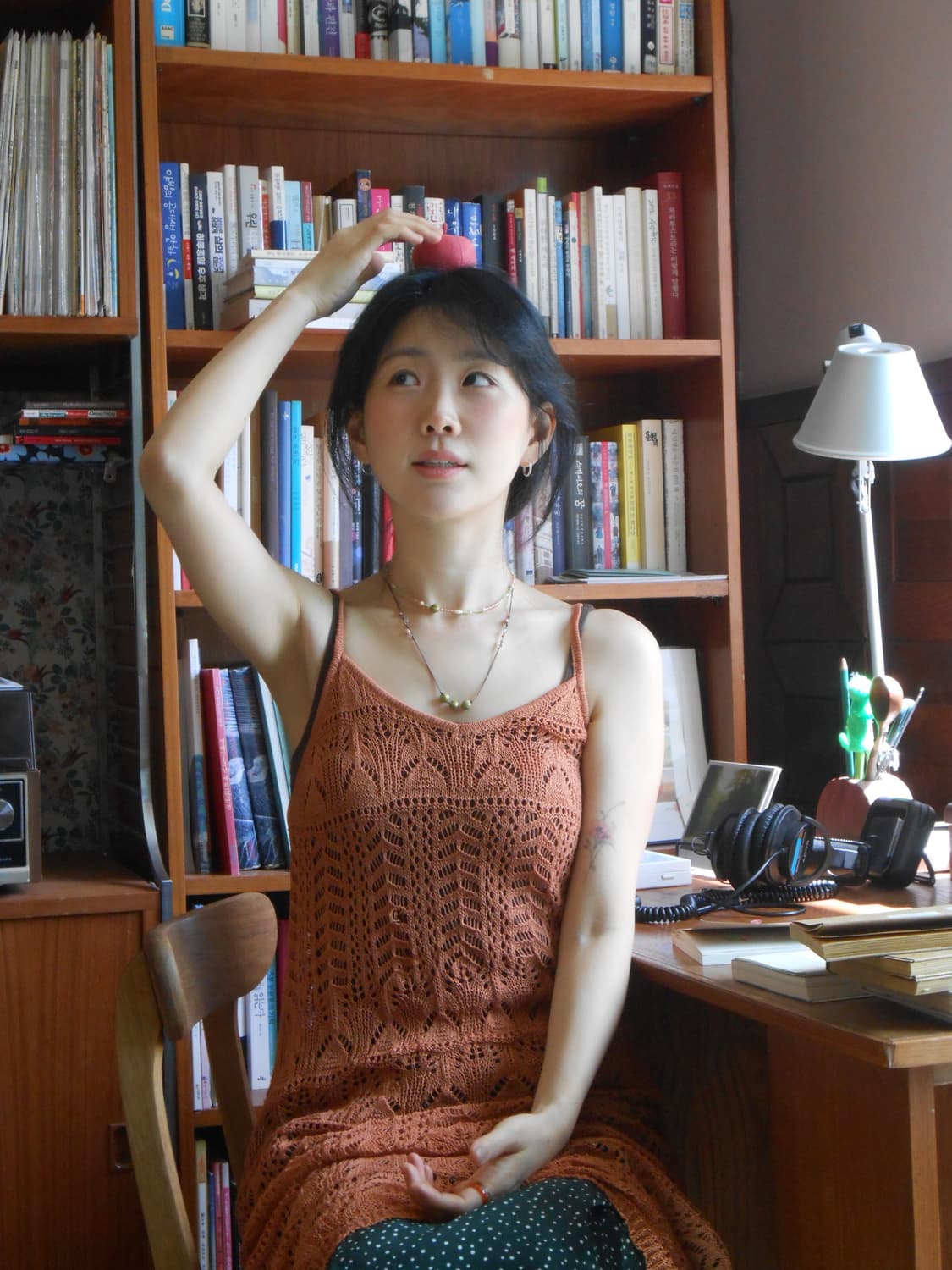 오렌지 니트 슬립 원피스 상품이미지3