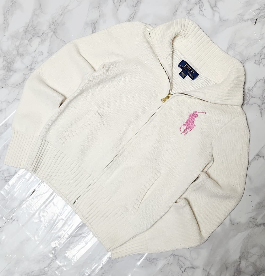 폴로 랄프로린 빅포니 딸기우유 니트 집업 자켓 상품이미지3