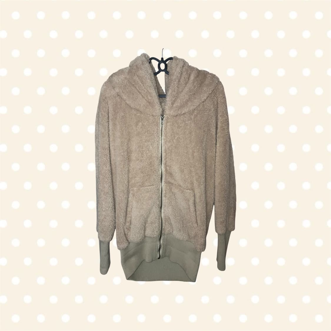 datura 갸루 네코미미 후리스 베이지 집업 핀터 깔 일브 상품이미지5