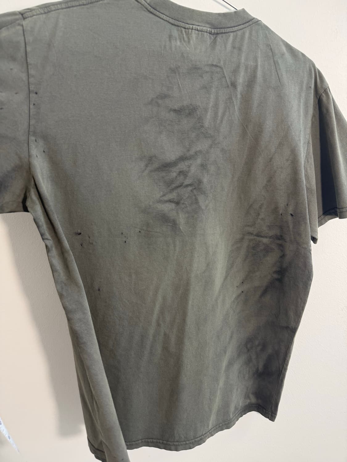 홍콩 빈티지 다스트레스드 데미지 카키 반팔  상품이미지4