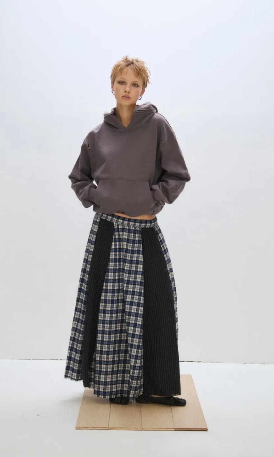 플리즈프로젝크 체크 맥시 스커트 상품이미지1