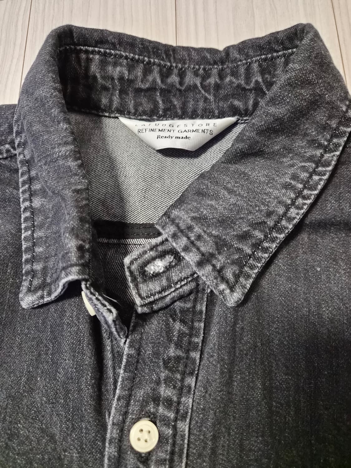 [라퍼지스토어] 오버핏 데님 셔츠 (블랙/차콜) 상품이미지3