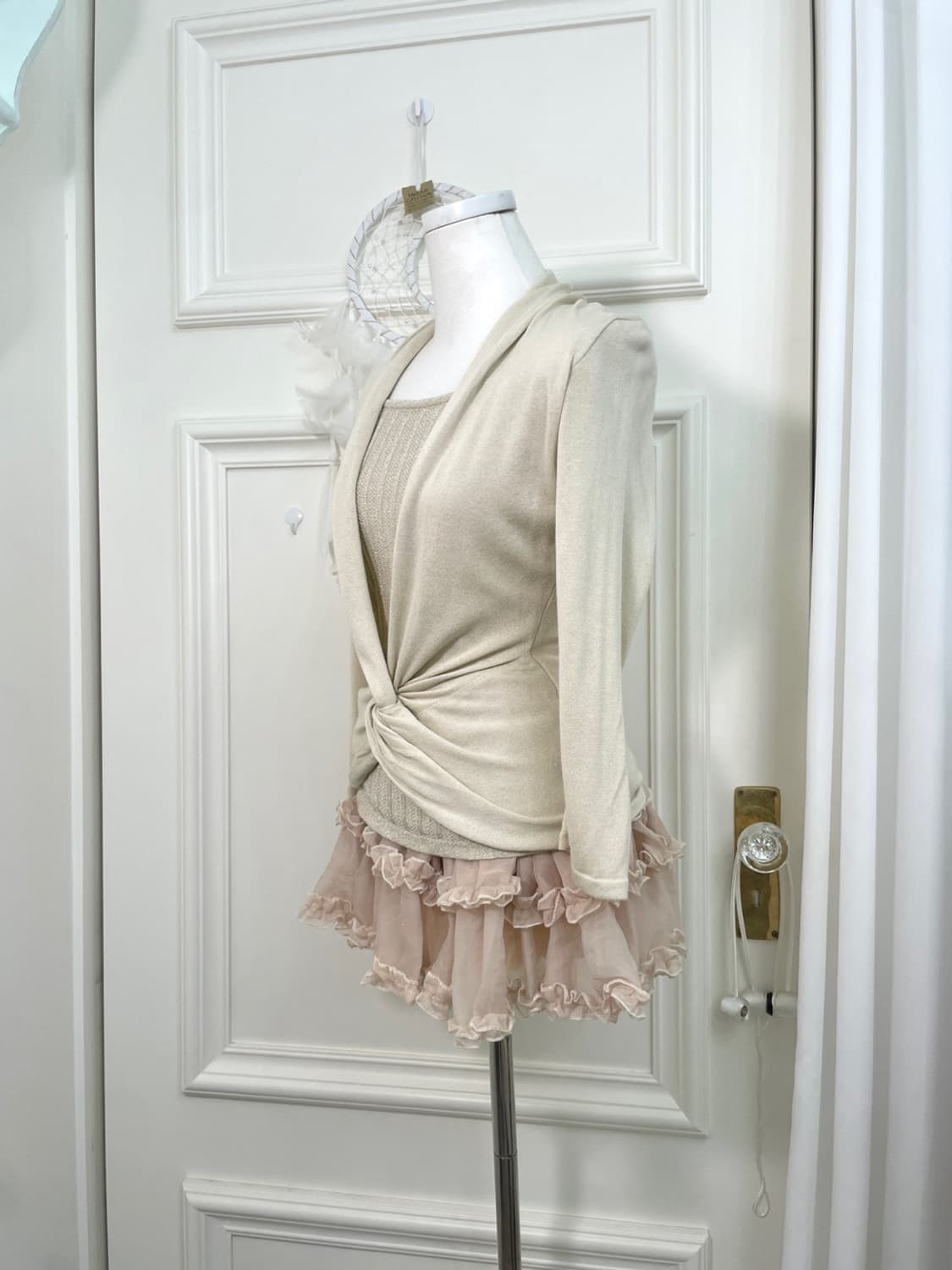beige twist point glittet knit top 상품이미지2