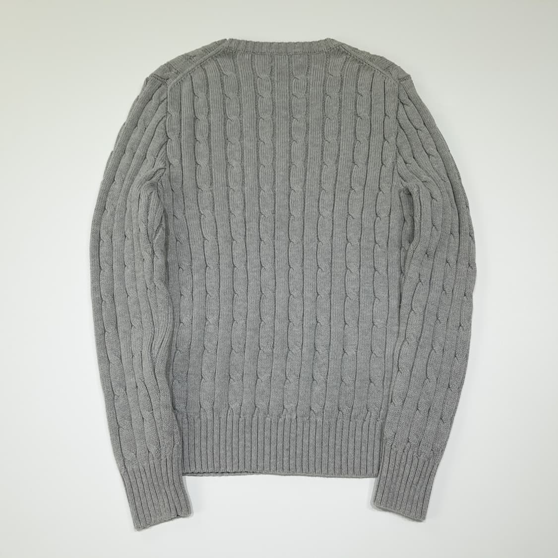 CL827 M 폴로 코튼 케이블 크루넥 그레이 니트 스웨터 상품이미지6