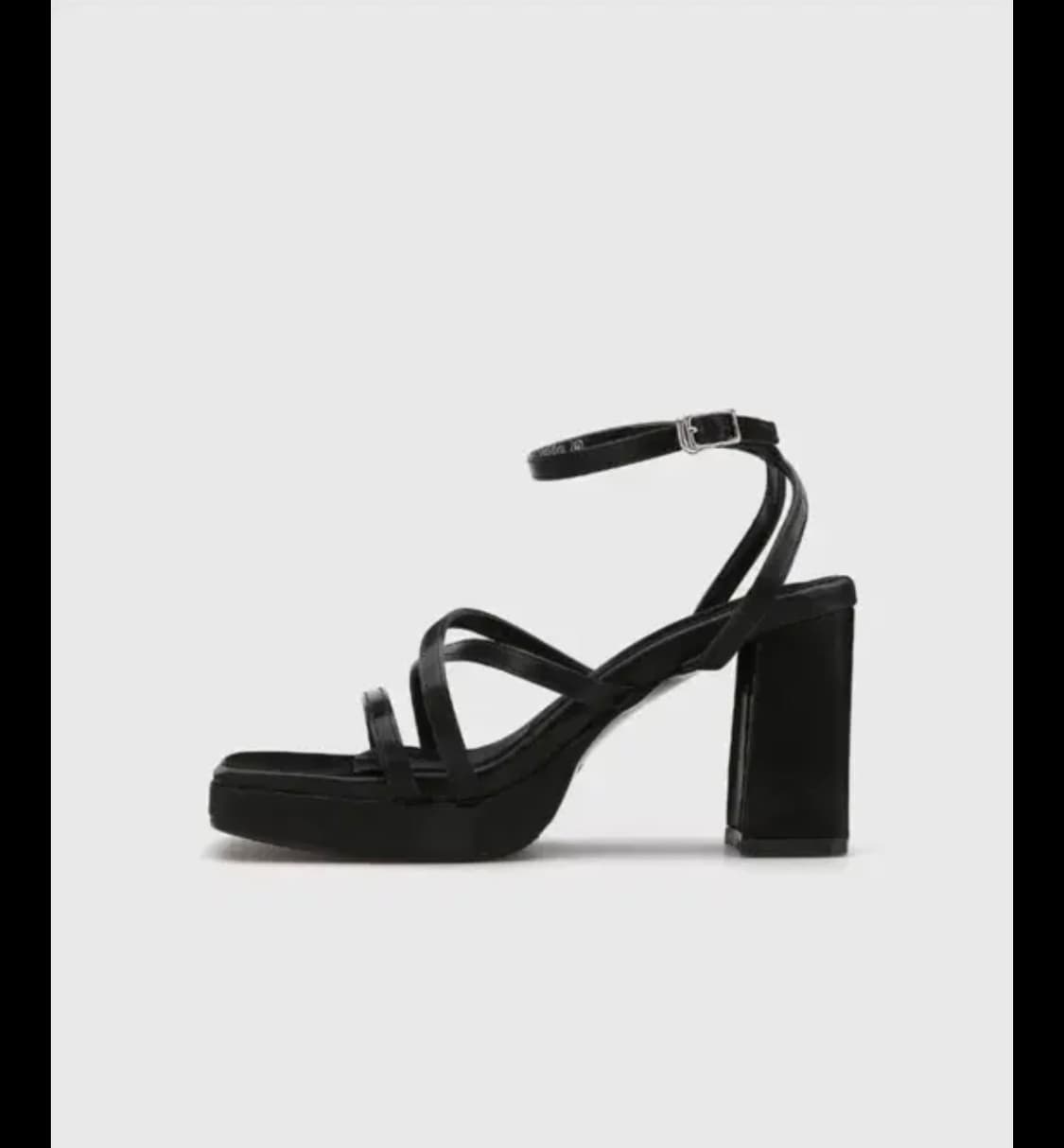 235) 솔트앤초콜릿 와이드 스퀘어 토 앵클 스트랩 샌들 블랙 8.5cm 상품이미지1